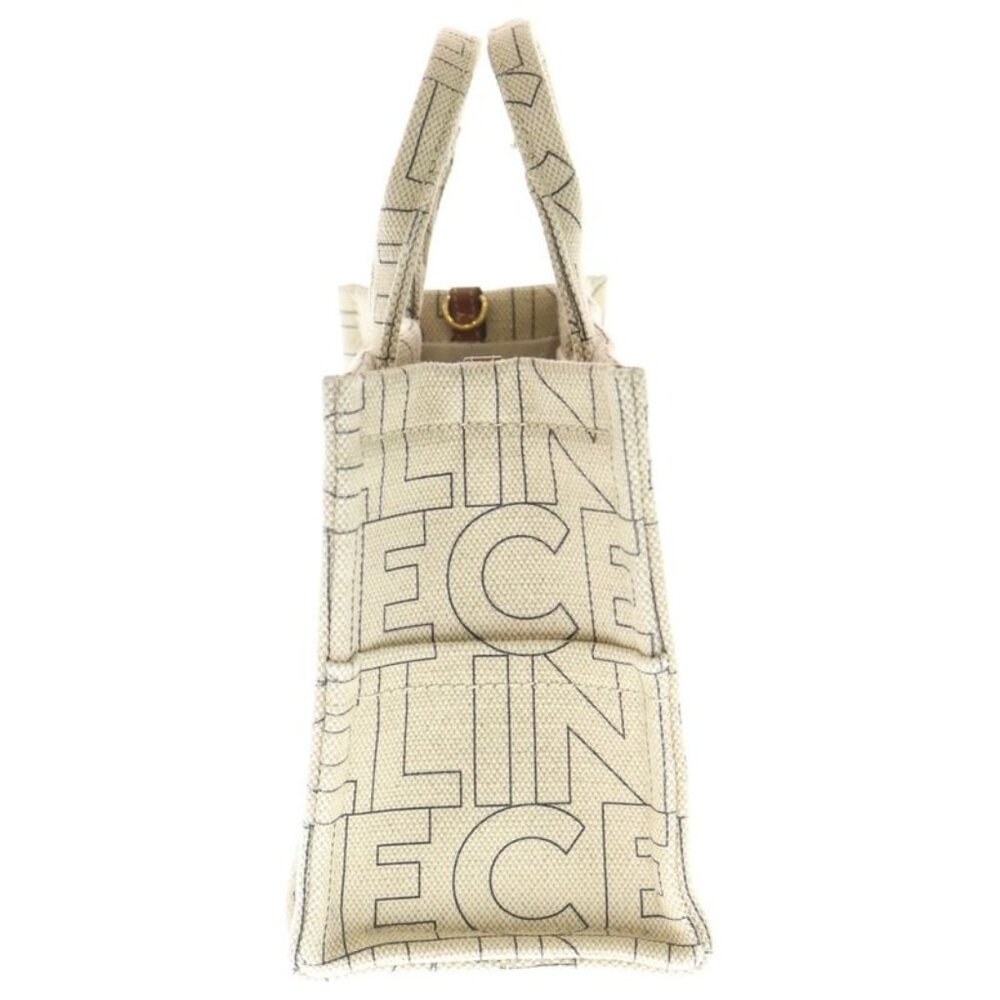 Celine Small Cabas Tice Triomphe Logo Canvas Leather 2-Way Hand Shoulder Bag - Picture 3 of 6